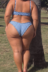 Women's Light Blue Polka Dot Ruffle Bikini Set