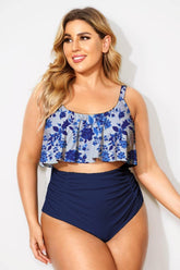 Porcelain Style Printed Scoop Neck Bikini Top
