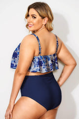 Porcelain Style Printed Scoop Neck Bikini Top