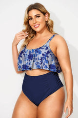 Porcelain Style Printed Scoop Neck Bikini Top