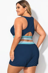 Ocean Blue Patchwork Wide Strap Women Bikini Top