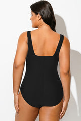 Plus Size Women's Three Color Spliced One Piece Swimsuit