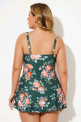 Tummy Control Green Floral One Piece Swimdress Swimsuits for Women
