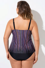 Stripe Flowy Sweetheart Neckline Underwire Tankini Set