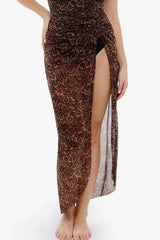 Leopard Print High Waisted Bikini Three Piece Set, Push Up Ruched Swim Top & Tummy Control Swim Bottom & Mesh Sarong Cover Up Skirt Women Shapewear Bathing Suit
