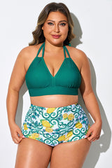 Malachite Green V-neck Halter Tie Bikini Top
