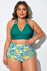 Malachite Green V-neck Halter Tie Bikini Top
