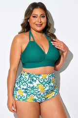 Malachite Green V-neck Halter Tie Bikini Top