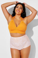 Orange V-neck Halter Tie Bikini Top