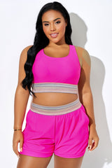 Pink & Colorful Patchwork Cargo Back Bikini Top