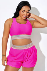 Pink & Colorful Patchwork Cargo Back Bikini Top