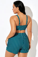 Green & White Pinstripe Women's Bikini Top