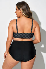 Black Check V-Neck Underwire Bikini Top