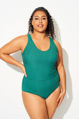 Green Striped V Neck Comfort Bikini Top