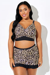 Leopard Print Cross-Front Slim Fit Bikini Top