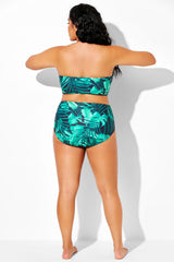 Green Palm Print Full Coverage Brief for Lady