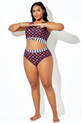 Multicolor Stripe & Check High-Waist Brief