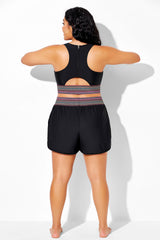 Plus Size Colorful & Black Short With Pockets