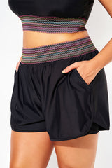 Plus Size Colorful & Black Short With Pockets