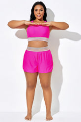 Plus Size Colorful & Pink Short With Pockets