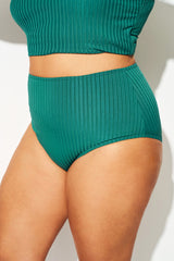 Green Comfort Fabric Women Swim Briefs