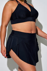 Black Bikini Skirt With Ruffled Hem