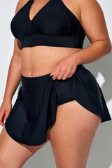 Black Bikini Skirt With Ruffled Hem