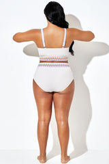 V-Shaped Curve Pattern White Bikini Bottom