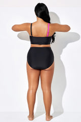 Pink & Black Two Tone High-Waist Swim Brief