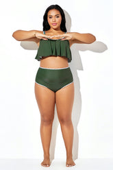 Dark Green Triangle Edge High Waist Swim Brief