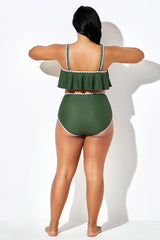 Dark Green Triangle Edge High Waist Swim Brief