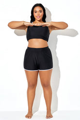 Plus Size High Waisted Slim-Fit Sporty Swim Short