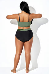 High Waist Criss Cross Trimmed Bikini Bottom