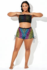 Colorful Floral Natural Waist Drawstring Boxer Shorts