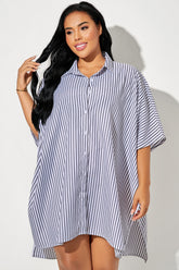Black & White Striped Button Down Oversized Cover Up