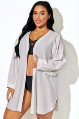 White Front Button V-Neck Cover Up