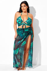 Full Length Leaf Print Sarong Cover Up