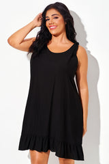 Black Open-Back Ruffle Sleeveless Cover Up