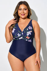 Multi Floral Print Adjustable Straps One Piece Swimsuit