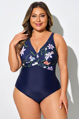 Multi Floral Print Adjustable Straps One Piece Swimsuit