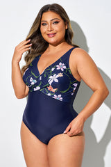 Multi Floral Print Adjustable Straps One Piece Swimsuit