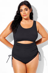 Black Front & Back Cutout One Piece Swimsuit