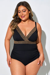 Plus Size Woven Strap One Piece Swimsuit