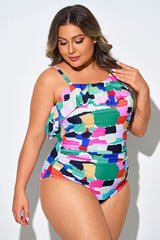 One-Shoulder Ruffled One Piece Swimsuit With Detachable Strap