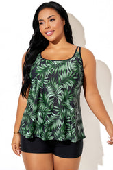 Green Palm Adjustable Strap Elegant Tankini Top
