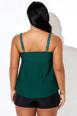 Green Leopard Print With Ring Tankini Top