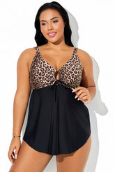 Leopard Print A-Line Hem Tankini Top