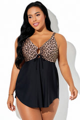 Leopard Print A-Line Hem Tankini Top
