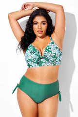 Green & Blue Floral Tie Underwire Bikini Top