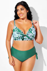 Green & Blue Floral Tie Underwire Bikini Top